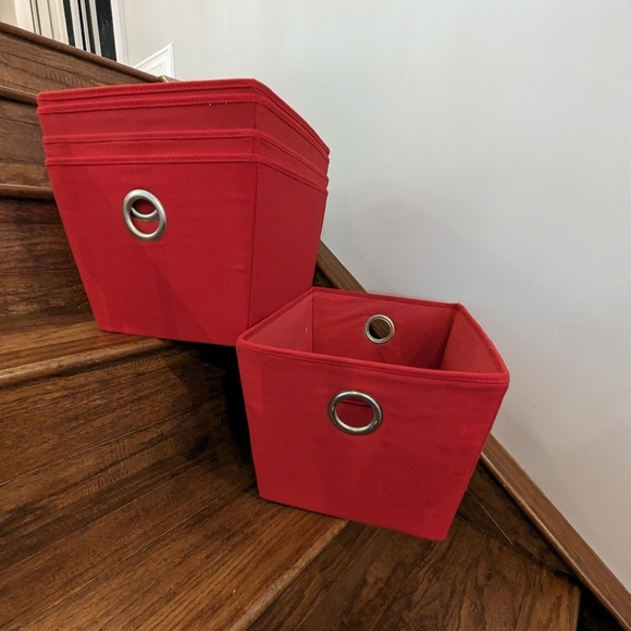 Organization storage baskets  bundle of 5 red cloth baskets - Picture 1 of 4